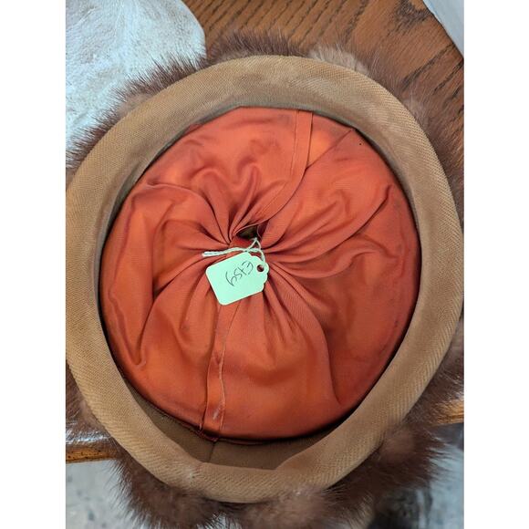 Vintage Brown Mink 1940s Fur Hat Satin Lined Caplet - Picture 3 of 3